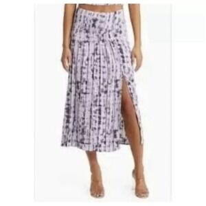 Open Edit Pleated Midi‎ Skirt Purple,  XS Abstract Small NWT
